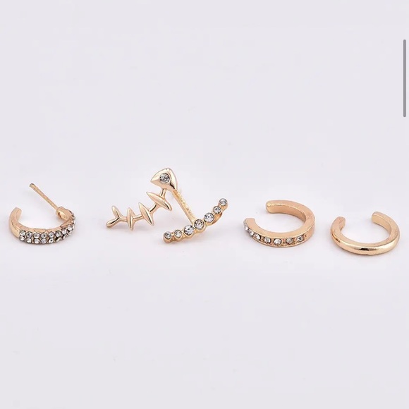 3/$30 NEW! Bohemian Earring Stud Set 4 Piece Fishbone Dainty Cute - Picture 2 of 6